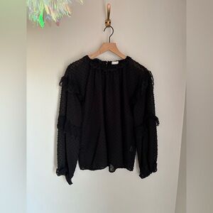 All:Row Whimsigoth Ruffled Sheer Black Blouse Size Large